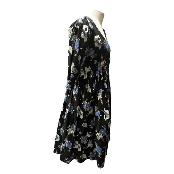 Vintage Handmade Eighties Cottage Core V Neck Balloon Sleeve Dress Sz Large Wome - Picture 12 of 16